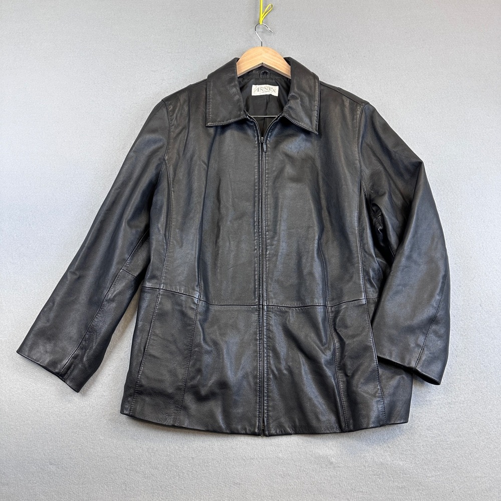Vintage Casual Corner Annex Jacket Women 3X Black Leather Full Zip Classic